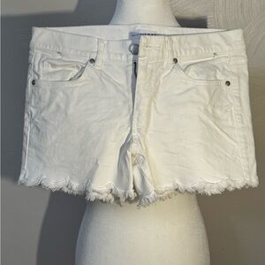 LOFT White Scalloped Hem Denim Shorts